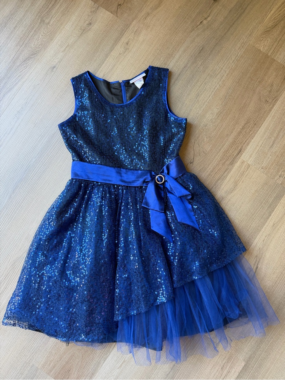 American Girl Navy Sequin Party Dress with Satin Bow